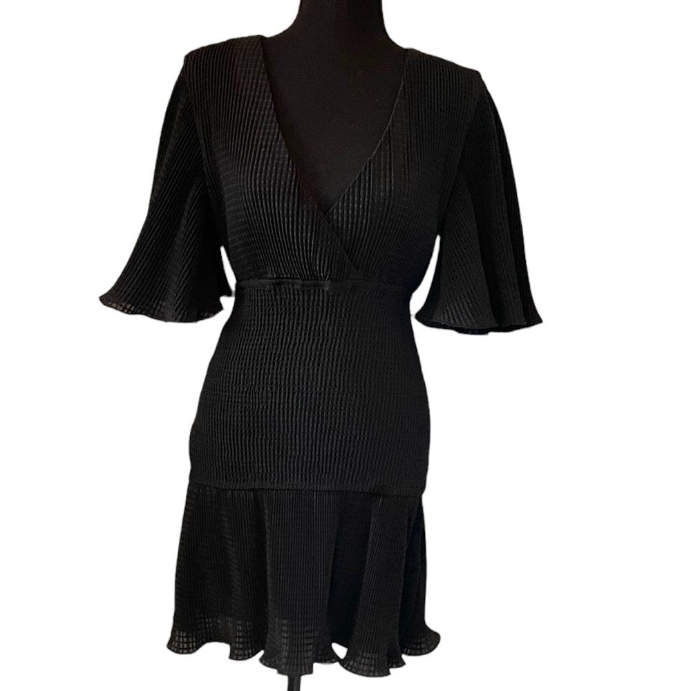 Revolve Keepsake Black Textured Ruffle Mini Dress - Picture 3 of 12